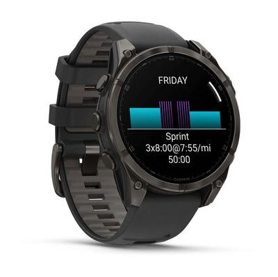 Garmin fēnix® 8 – 47 mm, AMOLED Sapphire, Carbon Gray DLC Titanium with Black/Pebble Gray Silicone Band